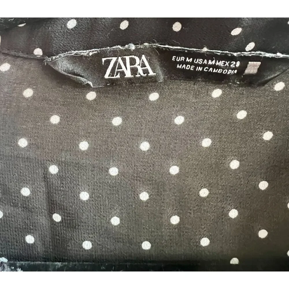 Low Price! Zara Black Polka Dot Ruffle Blouse – Size M - Picture 4 of 4